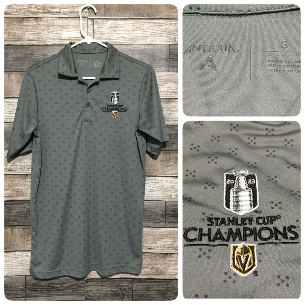 Antigua Vegas Golden Knights Stanley Cup Champions 2023 Polo Shirt Men’s S Gray